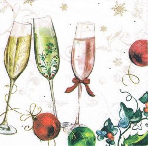 Serwetka decoupage 33x33 cm - kieliszki, bombki, święta