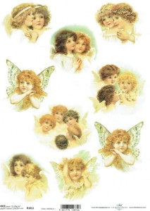 Papier ryżowy A4 ITD do decoupage - anioł, aniołek, aniołki