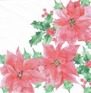 Serwetka decoupage 33x33 cm - gwiazda betlejemska