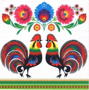 Serwetka decoupage 33x33 cm - folk, ludowa 