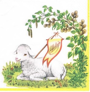 Serwetka decoupage 33x33 cm - Wielkanoc, baranek, bazie