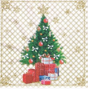 Serwetka decoupage 33x33 cm - choinka, prezenty, święta