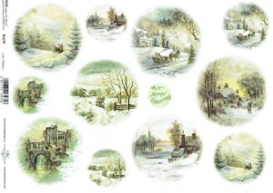 Papier ryżowy A4 ITD do decoupage - pejzaż zimowy, widok