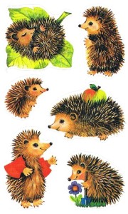 Naklejki, stickersy 3 arkusze - jeże, jeżyki