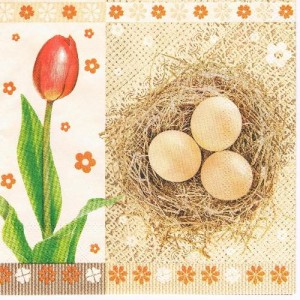 Serwetka decoupage 33x33 cm - jajka, tulipan