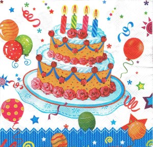 Serwetka decoupage 33x33 cm - tort, balony
