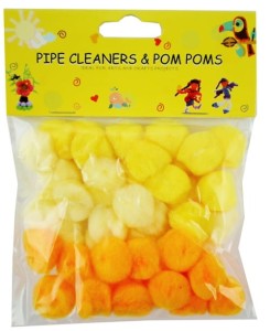 Pompony akrylowe 20mm mix żółty - 45szt  